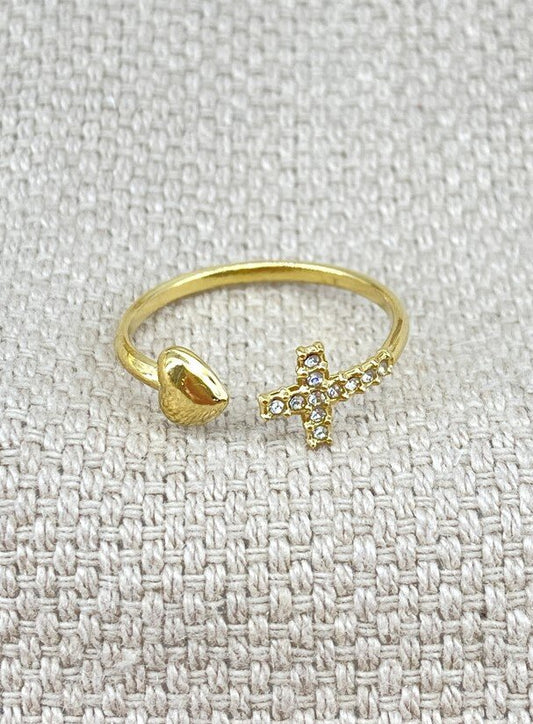 BAGUE CROIX STRASS