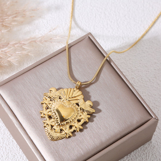 COLLIER SAUTOIR COEUR EX VOTO